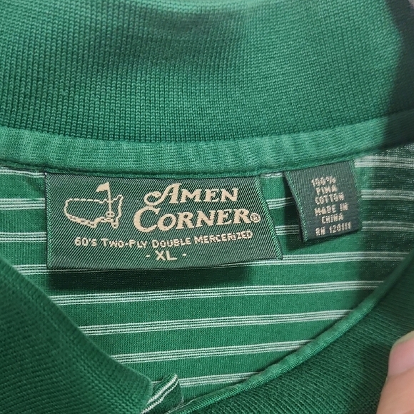 The Maters Augusta National Logo Classic Green Striped Polo Shirt - Picture 2 of 4